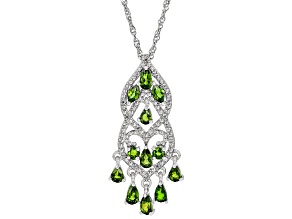 Green Chrome Diopside Rhodium Over Sterling Silver Pendant With Chain 1.72ctw