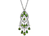 Green Chrome Diopside Rhodium Over Sterling Silver Pendant With Chain 1.72ctw