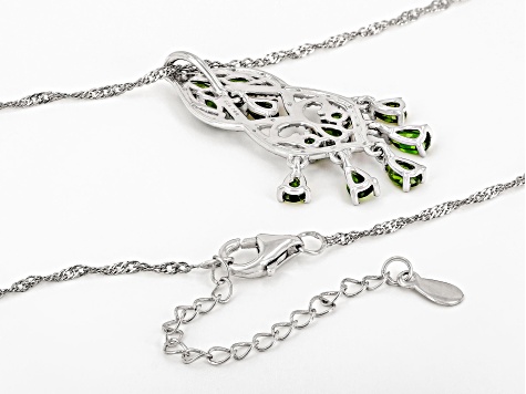 Green Chrome Diopside Rhodium Over Sterling Silver Pendant With Chain 1.72ctw