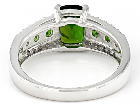 Green Chrome Diopside Rhodium Over Silver Ring 1.90ctw