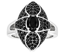 Black Spinel Rhodium Over Sterling Silver Ring 2.45ctw