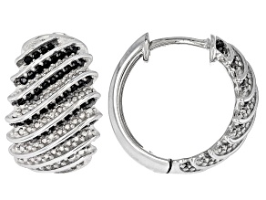 Black Spinel Rhodium Over Sterling Silver Hoop Earrings 1.44ctw