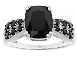 Black Spinel Rhodium Over Sterling Silver Ring 4.16ctw
