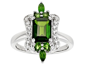 Green Chrome Diopside Rhodium Over Silver Ring 2.02ctw