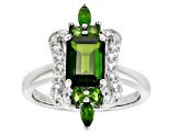 Green Chrome Diopside Rhodium Over Silver Ring 2.02ctw