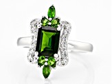 Green Chrome Diopside Rhodium Over Silver Ring 2.02ctw