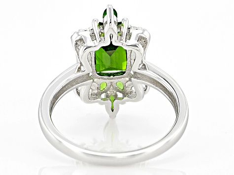 Green Chrome Diopside Rhodium Over Silver Ring 2.02ctw