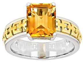 Yellow Citrine Rhodium And 18k Yellow Gold Over Sterling Silver Two-Tone Ring 2.72ct