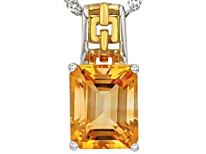 Yellow Citrine Rhodium And 18k Yellow Gold Over Sterling Silver Two-Tone Pendant With Chain 2.86ct