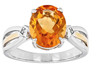 Yellow Citrine Rhodium And 18k Yellow Gold Over Sterling Silver Two-Tone Ring 2.82ctw