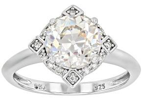 Strontium Titanate Rhodium Over Sterling Silver Ring 3.37ctw