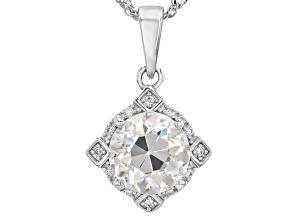 Strontium Titanate Rhodium Over Sterling Silver Pendant With Chain 3.37ctw
