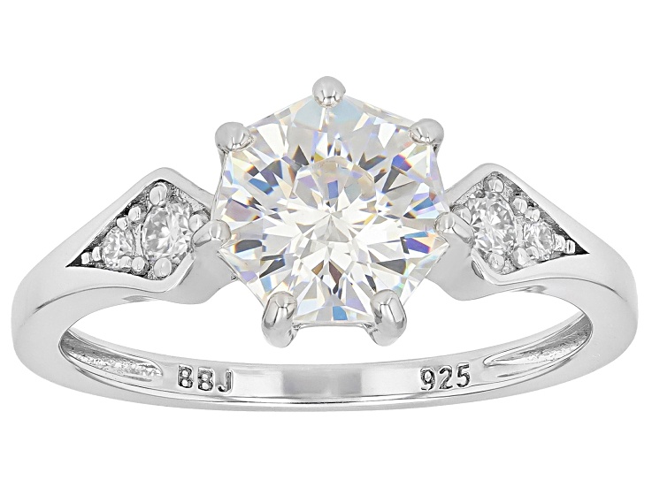 トアン warmth Mid Wall Ring White Strontium Titanate Rhodium Over Sterling Silver Ring