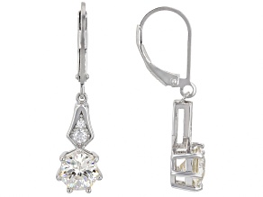 White Strontium Titanate Rhodium Over Sterling Silver Earrings 3.48ctw