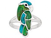 Multi Color Composite Turquoise Sterling Silver Bird Ring 0.02ctw