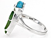 Multi Color Composite Turquoise Sterling Silver Bird Ring 0.02ctw