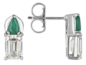 White Strontium Titanite Rhodium Over Sterling Silver Earrings 2.84ctw