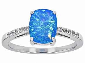 Paraiba Blue Opal Rhodium Over Sterling Silver Ring 1.13ctw