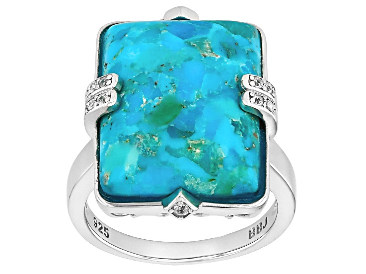 NOVICA Artisan Sterling Silver Cocktail Ring With Composite Turquoise - 'Golden Greeting' - View #7