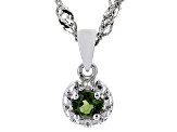 Green Chrome Diopside Rhodium Over Silver Pendant With Chain 0.10ctw