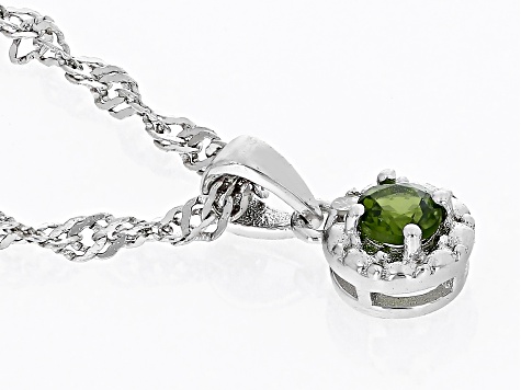 Green Chrome Diopside Rhodium Over Silver Pendant With Chain 0.10ctw