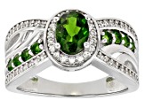 Green Chrome Diopside Rhodium Over Sterling Silver Ring 1.35ctw