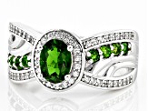 Green Chrome Diopside Rhodium Over Sterling Silver Ring 1.35ctw