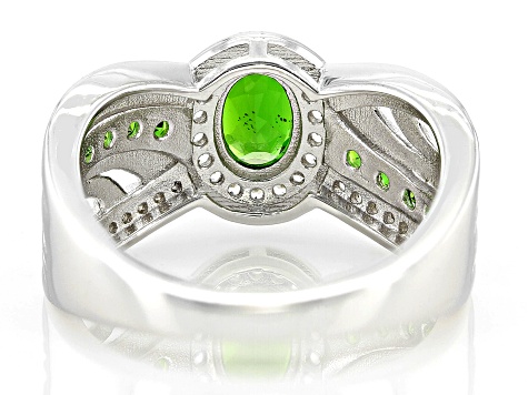 Green Chrome Diopside Rhodium Over Sterling Silver Ring 1.35ctw