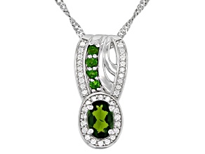 Green Chrome Diopside Rhodium Over Sterling Silver Pendant With Chain 1.16ctw