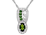 Green Chrome Diopside Rhodium Over Sterling Silver Pendant With Chain 1.16ctw