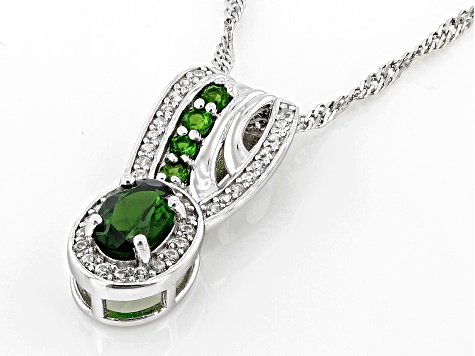 Green Chrome Diopside Rhodium Over Sterling Silver Pendant With Chain 1.16ctw