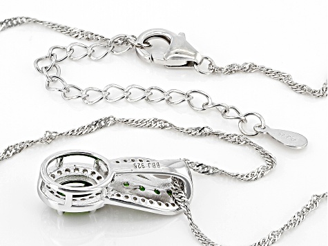 Green Chrome Diopside Rhodium Over Sterling Silver Pendant With Chain 1.16ctw
