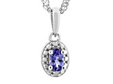 Blue Tanzanite Rhodium Over Silver Pendant With Chain 0.21ctw