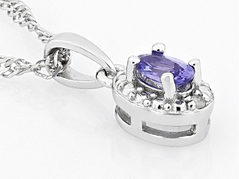 Blue Tanzanite Rhodium Over Silver Pendant With Chain 0.21ctw