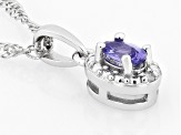 Blue Tanzanite Rhodium Over Silver Pendant With Chain 0.21ctw