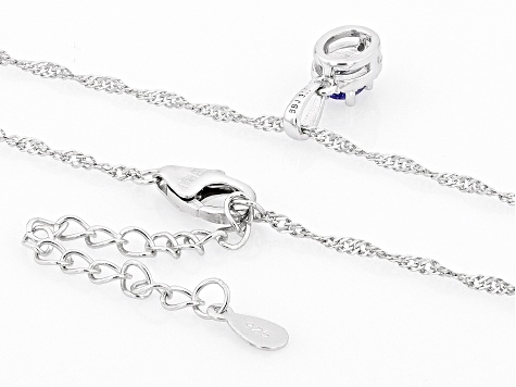 Blue Tanzanite Rhodium Over Silver Pendant With Chain 0.21ctw