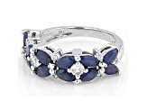 Blue Indian Sapphire Rhodium Over Sterling Silver Ring 3.44ctw