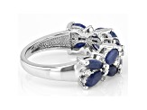 Blue Indian Sapphire Rhodium Over Sterling Silver Ring 3.44ctw