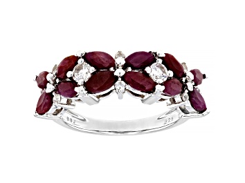 Picture of Red Indian Ruby Rhodium Over Sterling Silver Ring 2.40ctw