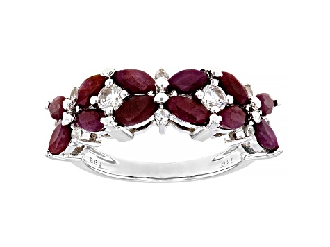 Red Indian Ruby Rhodium Over Sterling Silver Ring 2.40ctw