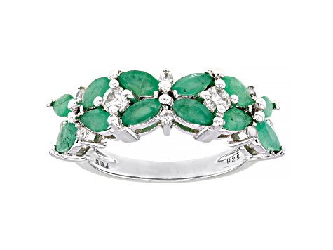 Green Emerald Rhodium Over Sterling Silver Ring 1.99ctw