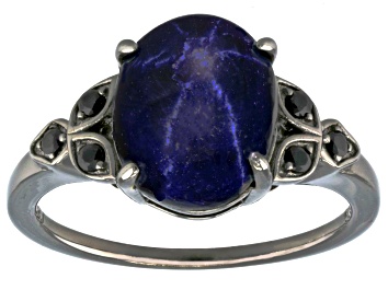 Picture of Blue Star Sapphire, Black Rhodium Over Sterling Silver Ring 4.85ctw