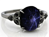 Blue Star Sapphire, Black Rhodium Over Sterling Silver Ring 4.85ctw