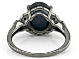 Blue Star Sapphire, Black Rhodium Over Sterling Silver Ring 4.85ctw