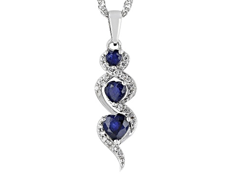 Blue Mahaleo® Sapphire Rhodium Over Sterling Silver Pendant With Chain ...