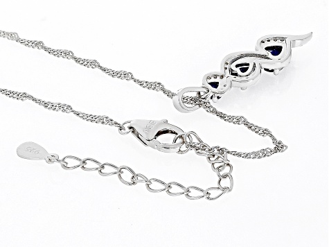 Blue Mahaleo® Sapphire Rhodium Over Sterling Silver Pendant With Chain 0.99ctw