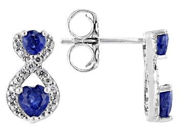 Picture of Blue Mahaleo® Sapphire Rhodium Over Sterling Silver Earrings 1.15ctw