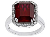 Red Lab Created Ruby Rhodium Over Silver Ring 6.70ctw