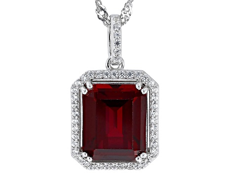 Red Lab Created Ruby Rhodium Over Silver Pendant With Chain 6.39ctw
