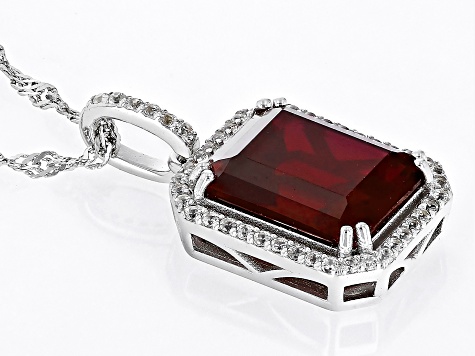 Red Lab Created Ruby Rhodium Over Silver Pendant With Chain 6.39ctw